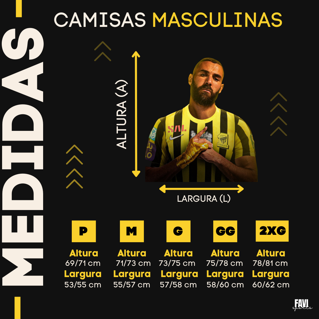 camisa benzema tamanho